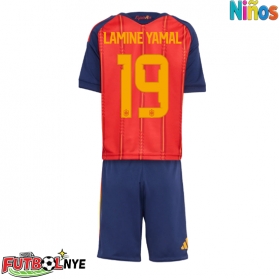 Camiseta España Lamine Yamal #19 Primera Equipación para niños Mundial 2026 manga corta (+ pantalones cortos)